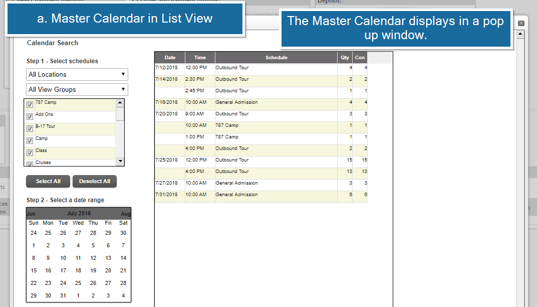 Outbound How to View the Master Calendar in the ERC