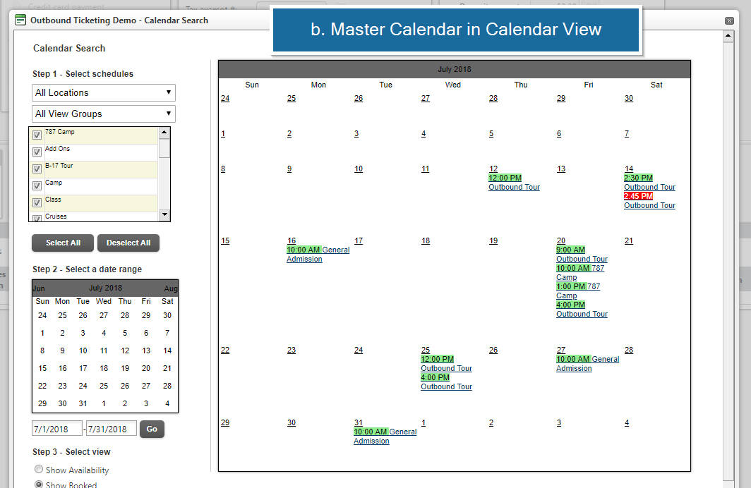 Outbound How to View the Master Calendar in the ERC