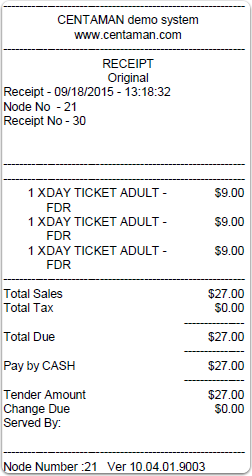 receipt pos reprint original