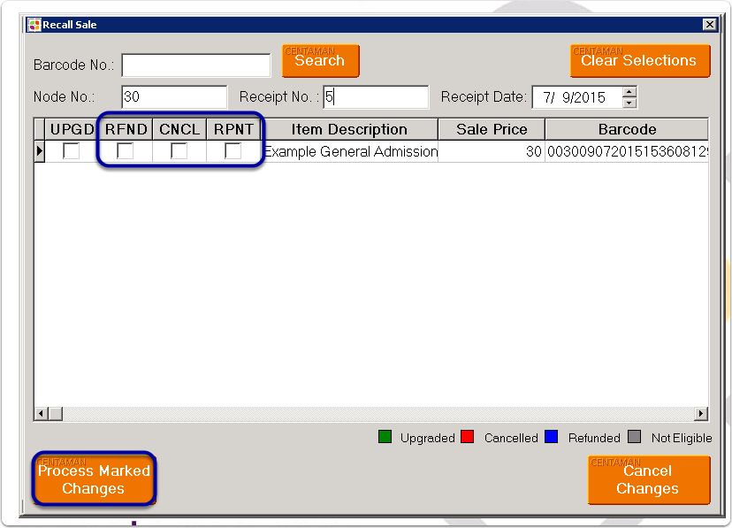 Enterprise Recall a Previous Sale Upgrade, Refund, Cancel, Reprint a