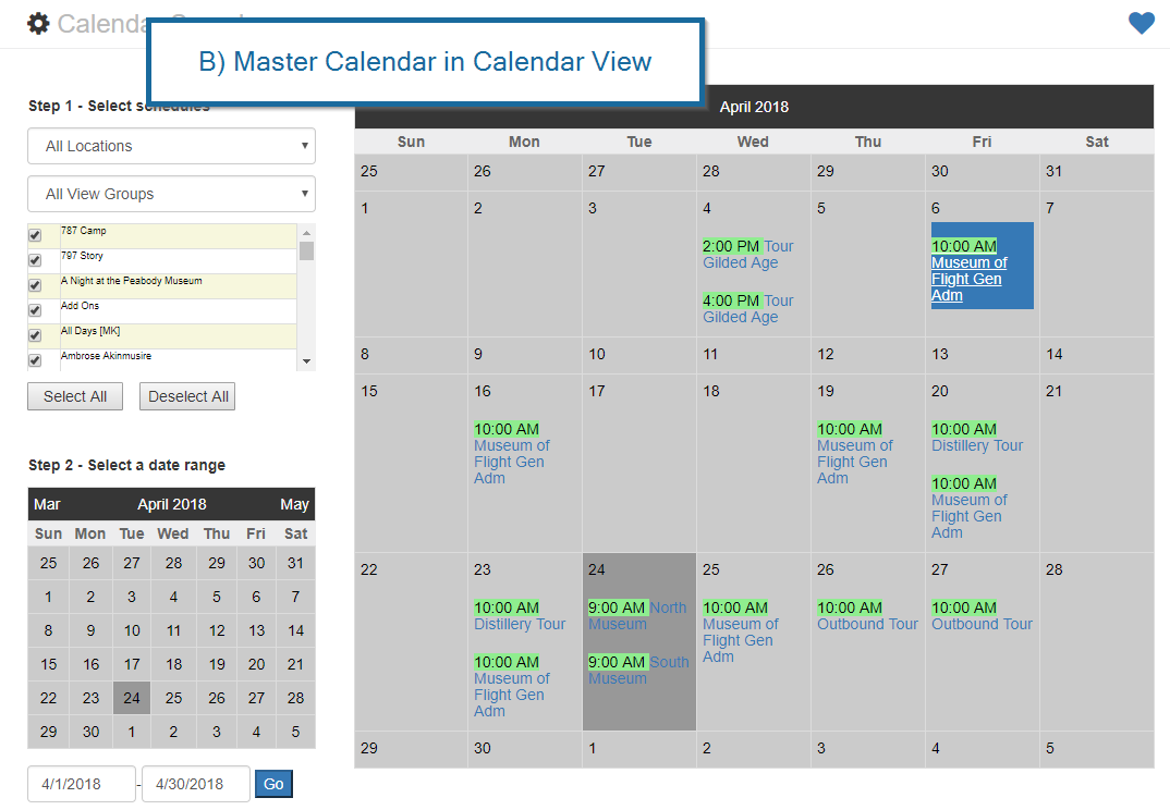 Outbound/Ascent: How to View the Master Calendar from the Activity Console